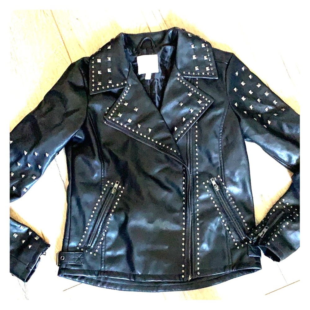 Silence+ noise faux leather motto jacket